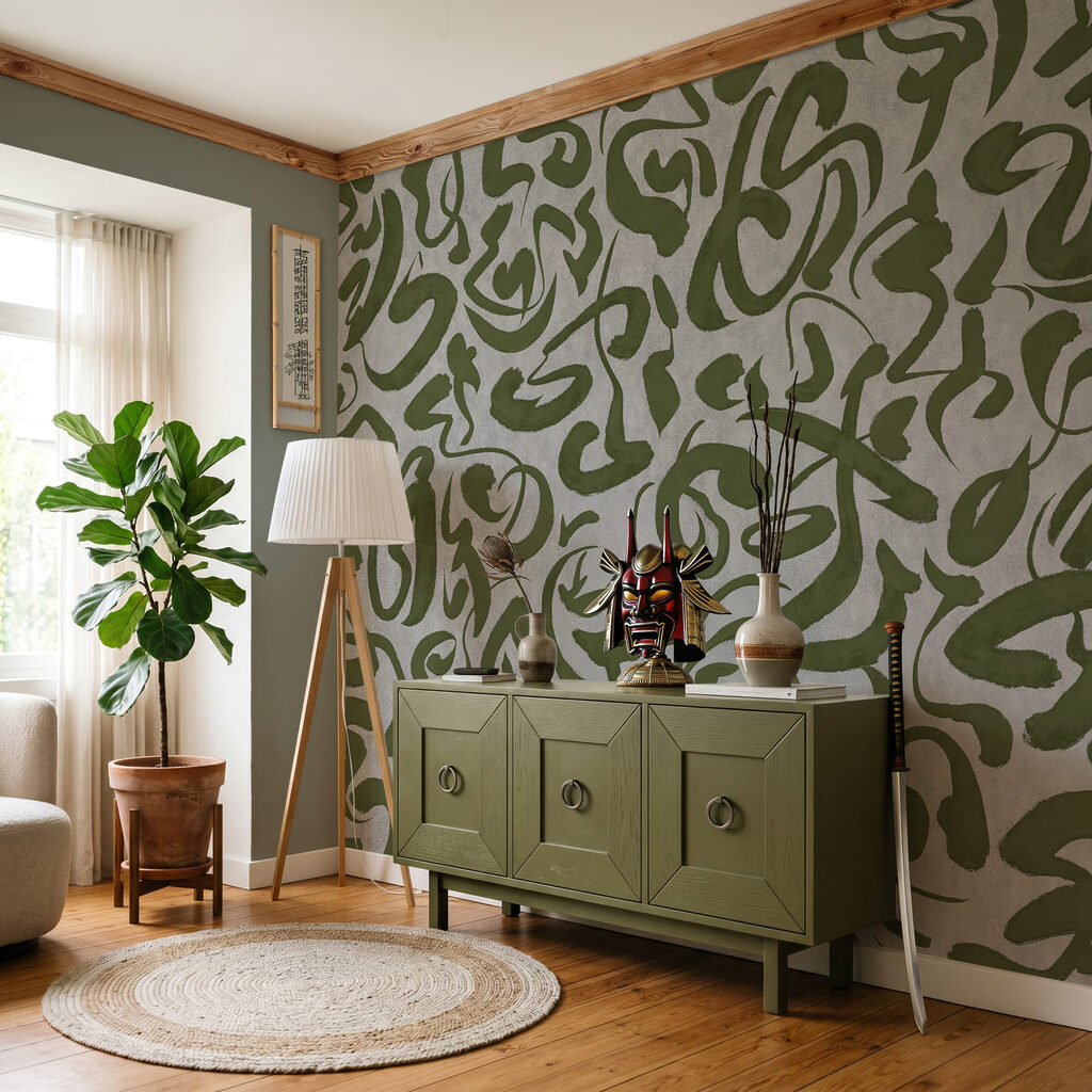Wall mural Pattern of green and grey lines (SKU: t01147v1) Wall mural Pattern of green and grey lines (SKU: t01147v1)