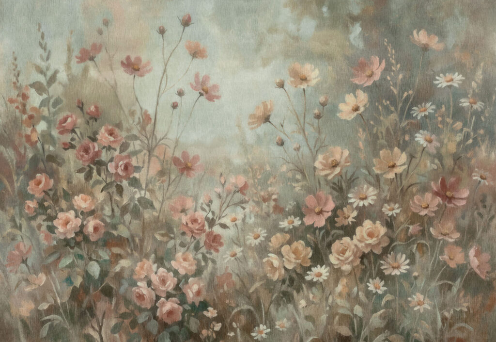 Wall mural Painting of flowers and plants (SKU: t01158) Wall mural Painting of flowers and plants (SKU: t01158)
