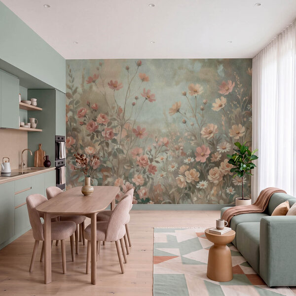 Wall mural Painting of flowers and plants (SKU: t01158) Wall mural Painting of flowers and plants (SKU: t01158)