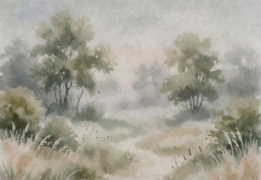 Wall mural Painting of trees and grass (SKU: t01160)