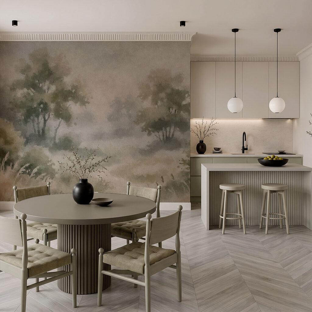 Wall mural Painting of trees and grass (SKU: t01160)