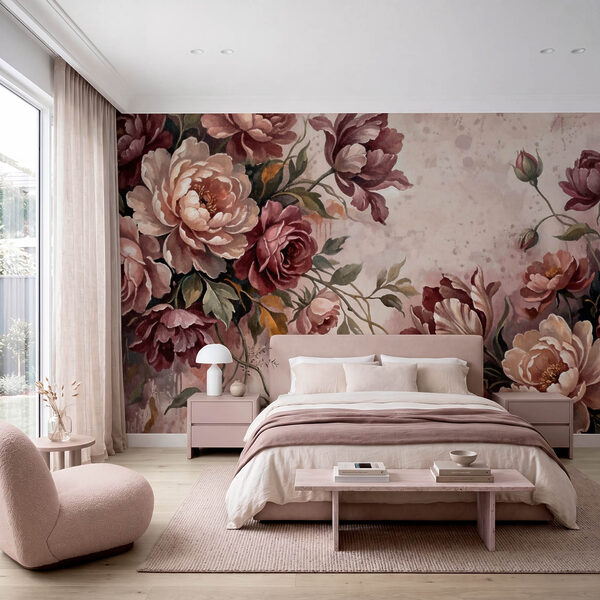 Wall mural - Elegant blooms in soft hues (SKU: t01161) Wall mural - Elegant blooms in soft hues (SKU: t01161)