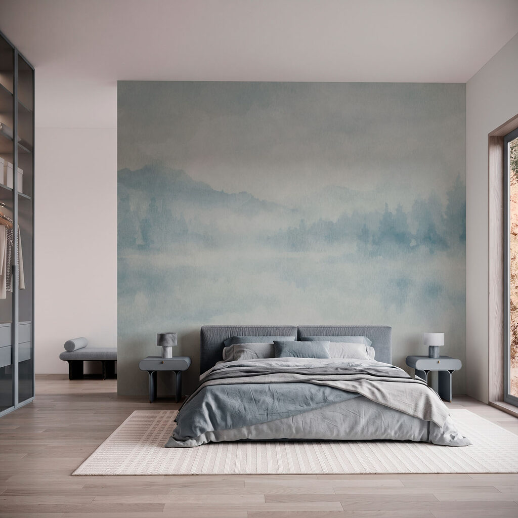 Wall mural Foggy landscape with trees (SKU: t01162)