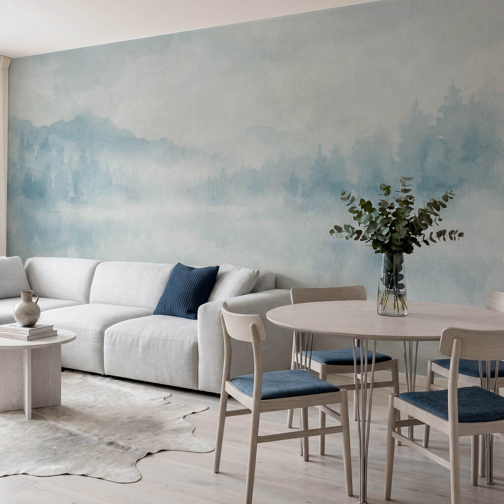 Wall mural Foggy landscape with trees (SKU: t01162)