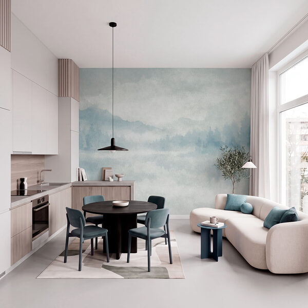 Wall mural Foggy landscape with trees (SKU: t01162)
